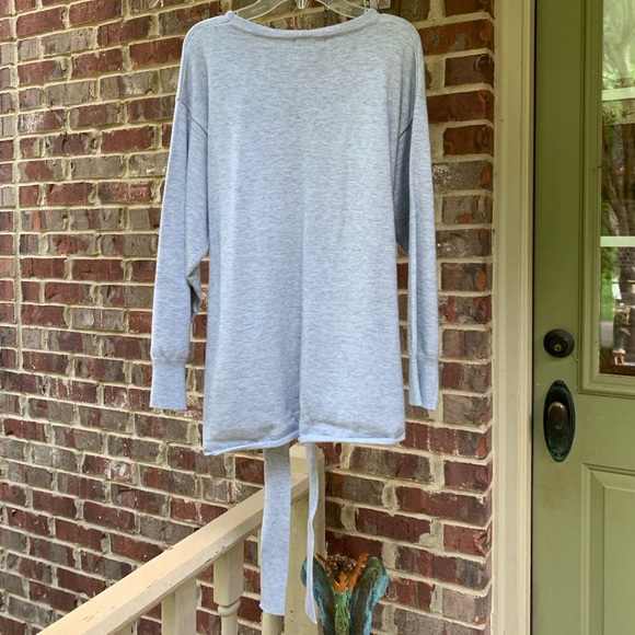 Amaryllis Heathered Gray Tie Sweater, Sz Small - Picture 6 of 7